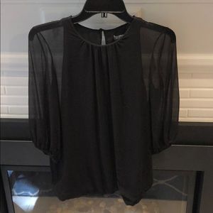 Vince For Bergdorf Goodman Black Chiffon Blouse